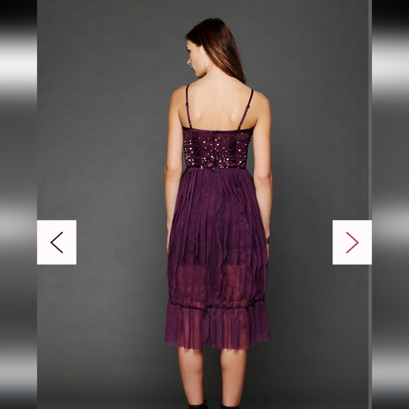 Free People Purple Tulle Dress with Beaded Satin Bodice Size Medium - Picture 2 of 13
